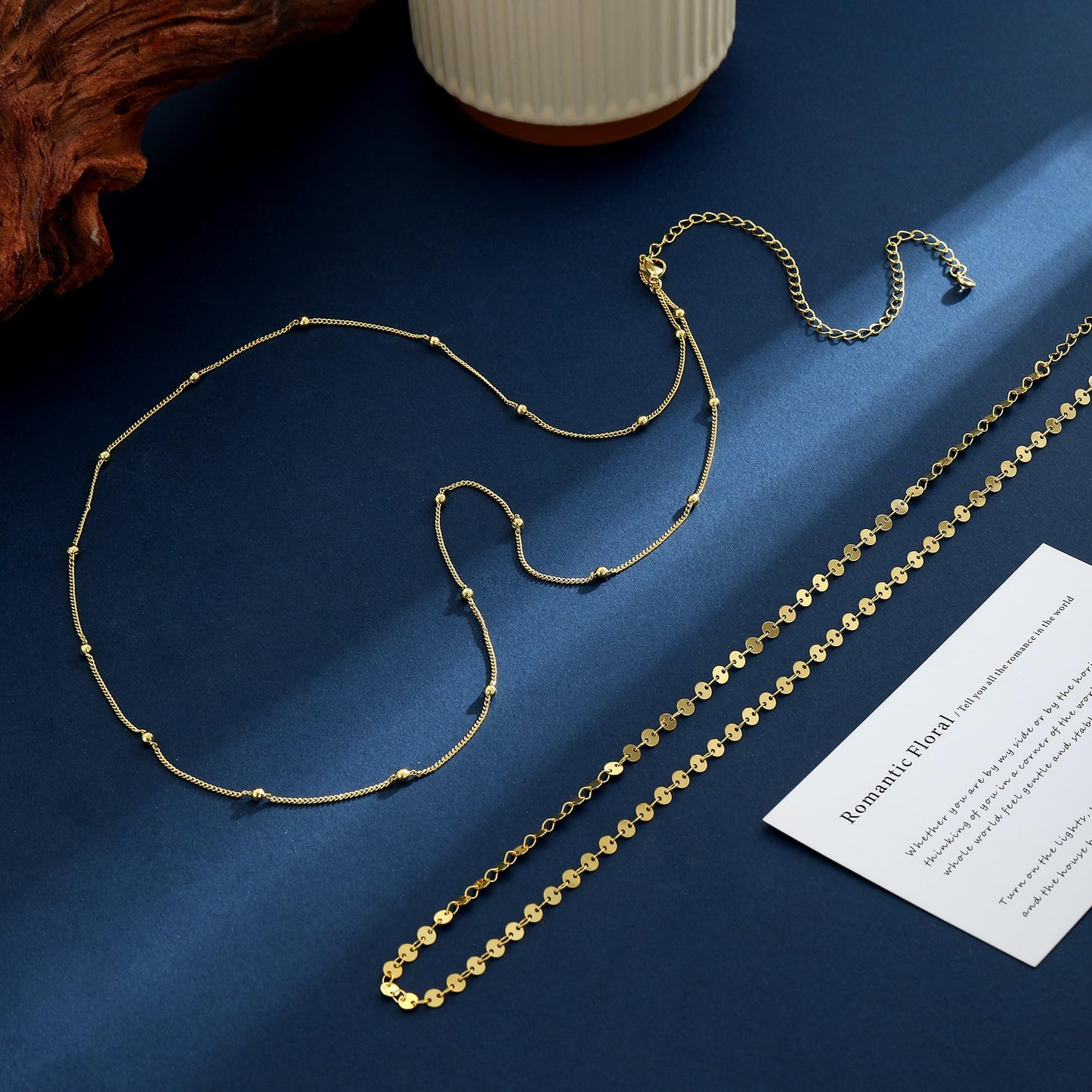 JIKASI 14K Gold Plated Waist Chain for Women Dainty 2Pcs Layered Belly Chain Beaded Sequin Disc Body Chain Belt Set Waterproof Summer Beach Bikini Jewelry Accessories Adjustable Waist Beads Gift