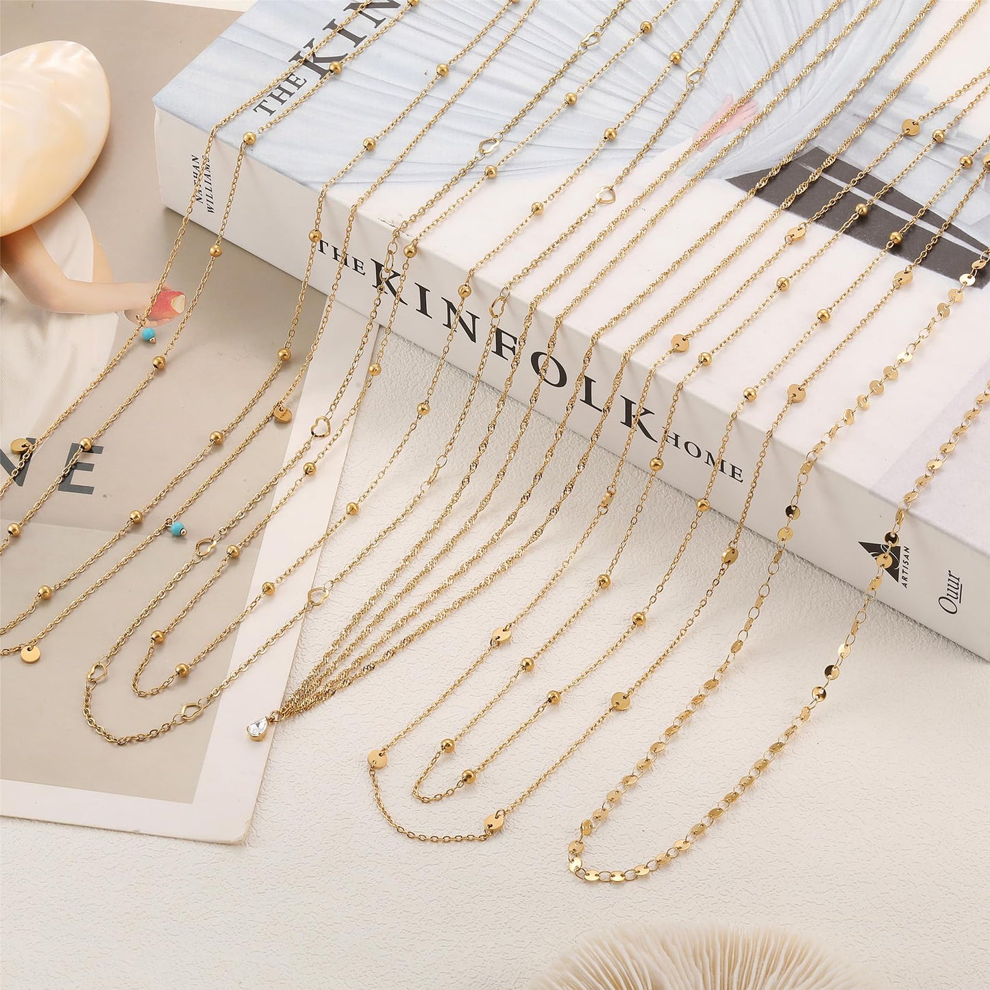 HSWYFCJY 1PCS/2PCS Gold Waist Chain for Women - Adjustable Bead Belly Chain Jewelry Accessories for Sexy Bikini, Waterproof Layered Summer Body Belt Chains for Beach, Party, 26.7"+9.8" Extender