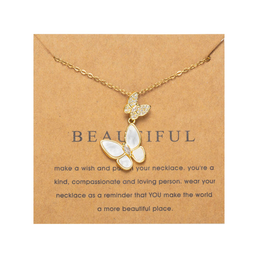 ZKJTEARY Butterfly necklace for Women Trendy Dainty 18k Gold Plated Cubic zirconia Charm Pendent Necklace Minimalist Delicate Butterfly Jewelry for Women Valentine Christmas Gift(butterfly)