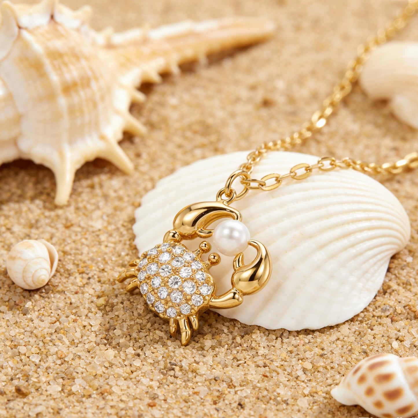 Dremmy Studios Dainty Necklace for Women 14K Gold Plated Crab Necklace Boho Summer Beach Coastal Pendnat Necklaces for Women Vacation Summer Jewelry Gift