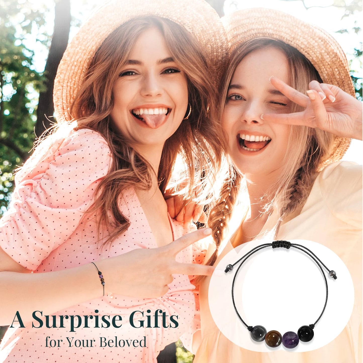 ZOKCC Crystal Healing Bracelets Gifts for Women: Mothers Day Gifts for Mom - Spiritual Natural Stone Empath Protection Bracelets Birthday Graduation Gifts for Friends Sister Mom Daughter