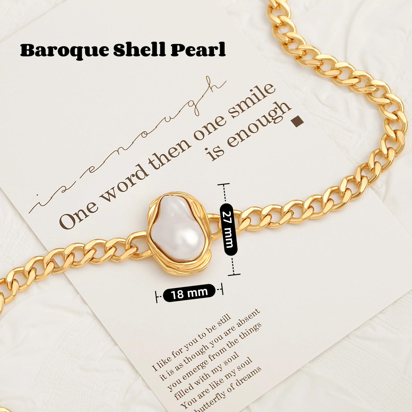 Chunky Gold Plated Baroque Pearl Necklace, Statement Cuban Chain Choker Necklace for Women