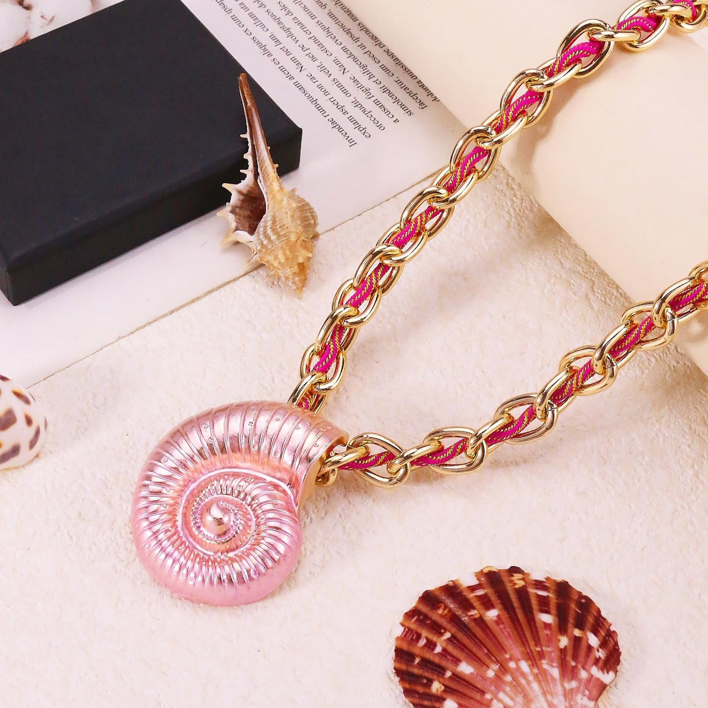Todenb Starfish Necklace for Women Colorful Weave Seashell Pendant Necklace Boho Starfish Mermaid Necklace Summer Beach Mermaid Jewelry Accessories