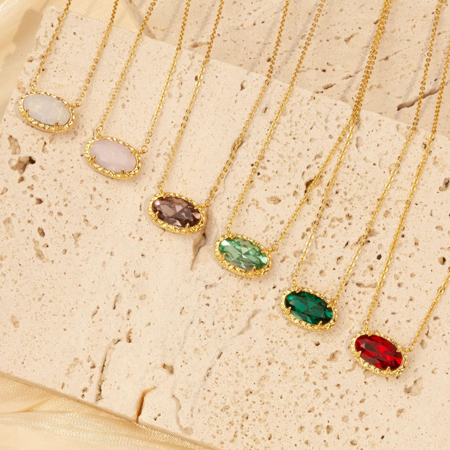 TLY Gold Necklace for Women 14k Gold Plated Dainty Gemstone Pendant Necklace Red Rose Quartz Black Emerald Green Blue Prom Choker Necklace Birthday Wedding Bridesmaid Necklace Mothers Day Jewelry gifts