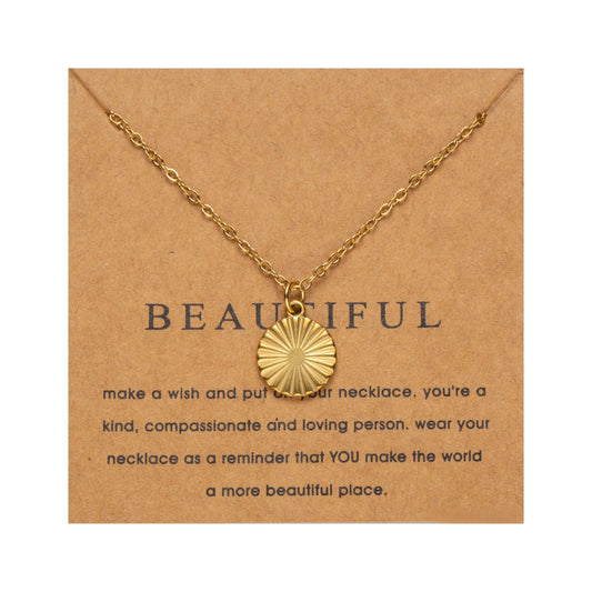 ZKJTEARY Sun necklace for Women Trendy Dainty 18k Gold Chain Lucky Sun jewelry Pendant Gift Card for Women Mom Grandma (Sun)