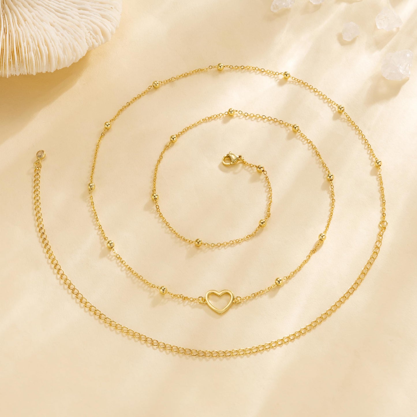 CHESKY Gold Waist Chain, 14k Plated Body Chain Jewelry for Women Non Tarnish Adjustable Waterproof Belly Chain Sexy Waist Beads for Womens Dainty Chain Belt Heart Beach Gold Prom Jewelry for Women