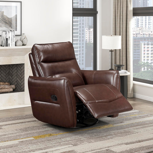 Lexicon Swivel Glider Reclining Chair, Top Grain Leather Match Manual Recliner, Comfy Nursery Glider Recliner, Swivel Reclining Chair for Living Room/Office/Bedroom/Apartment, Brown