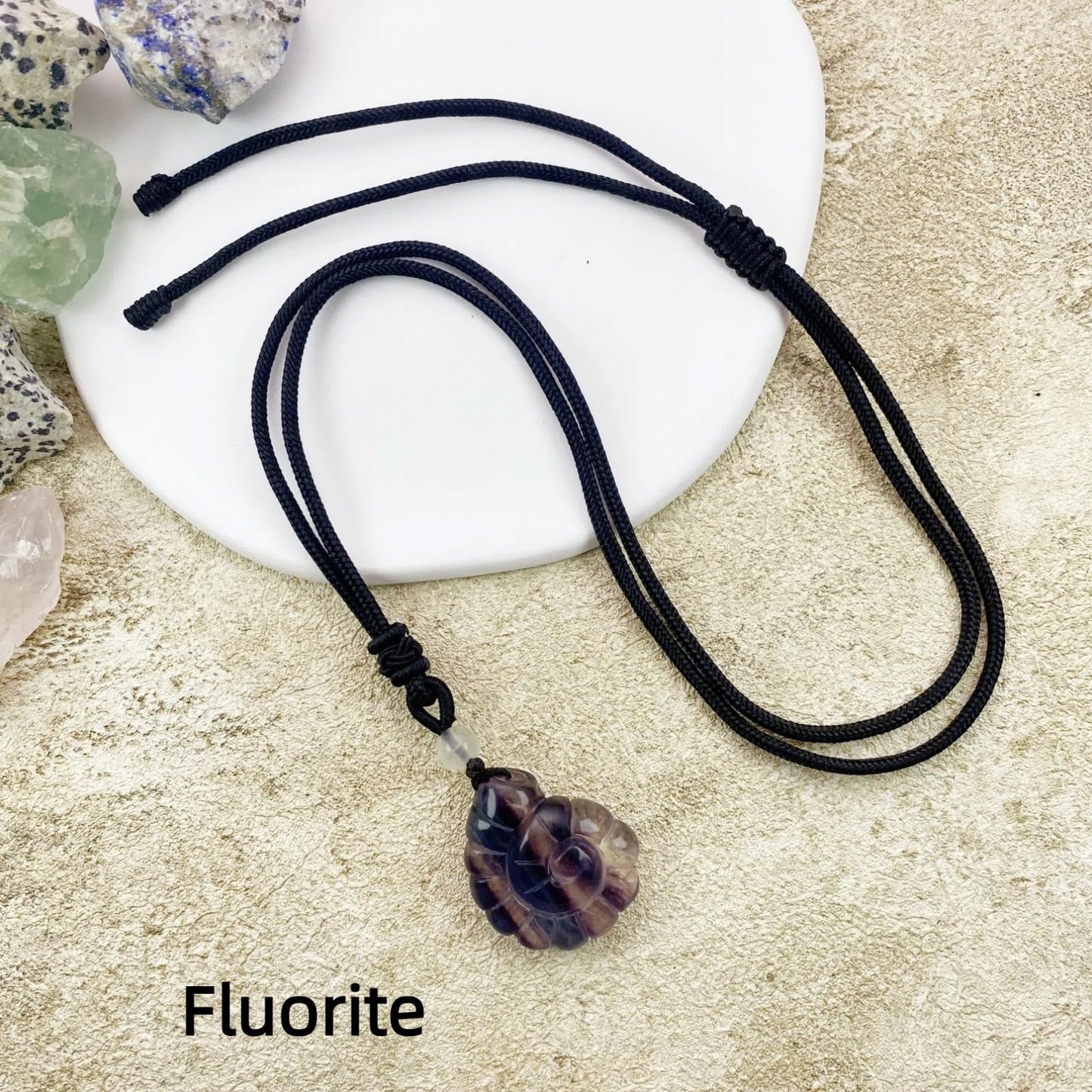 EDEN'S CALL Crystal Conch Shell Necklace for Women Healing Stone Ocean Pendant, Boho Beach Necklace with Polished Natural Gemstone Adjustable Cord Worry Stone Jewelry Gift, Fluorite