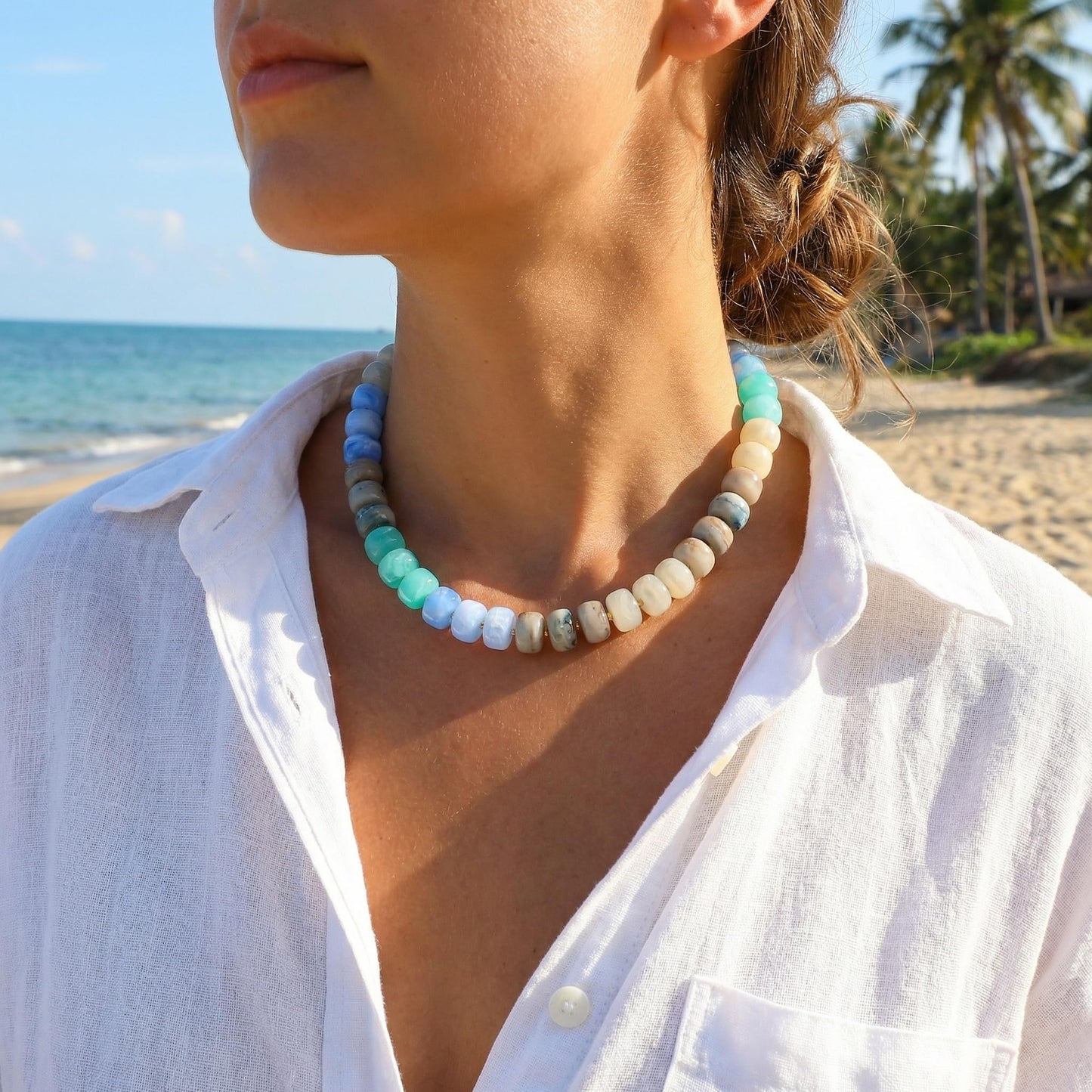 Badu Colorful Chunky Beaded Necklace for Women,Acrylic Bead Choker Statement Necklace Cute Trendy Necklaces Jewelry Gifts