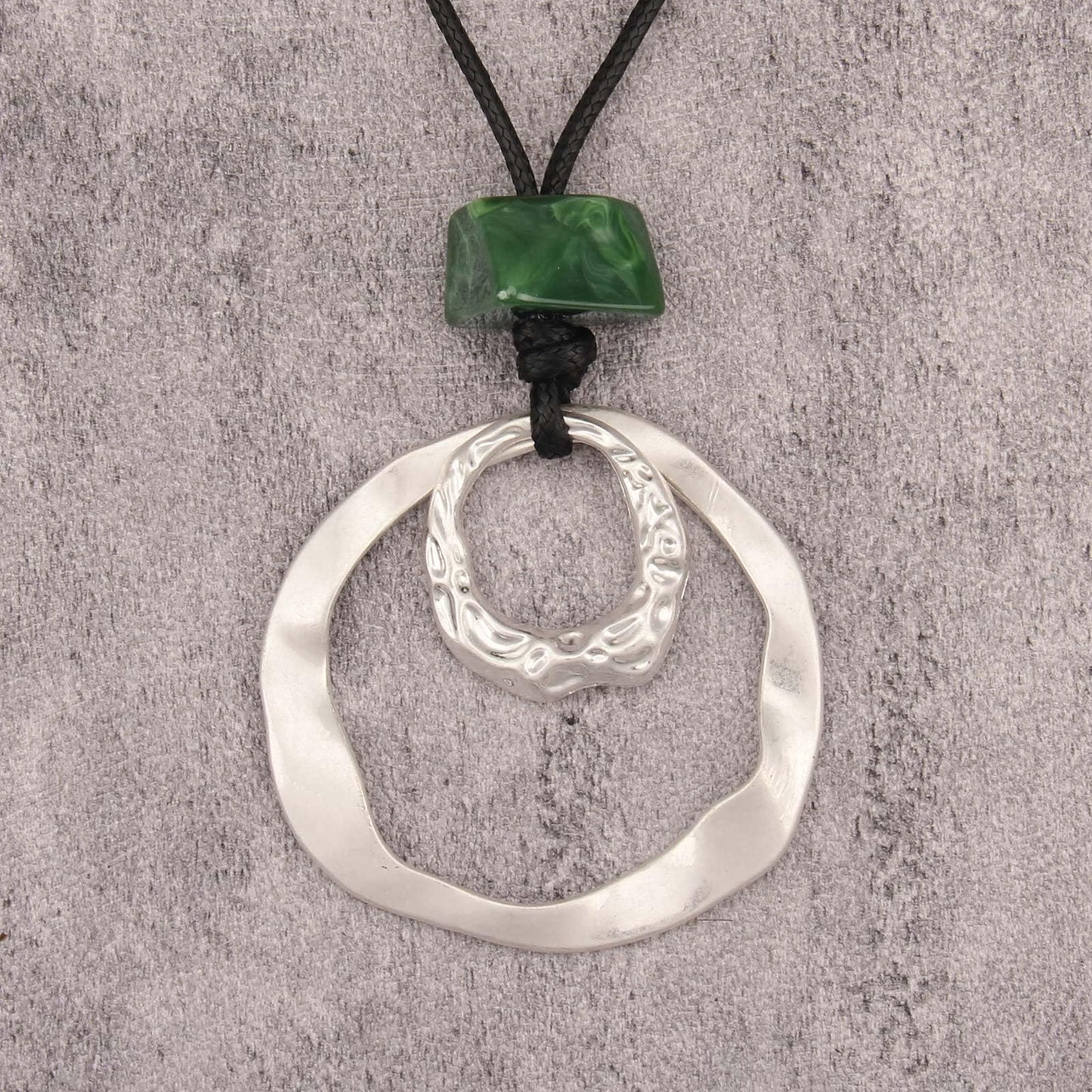 joymiao Vintage Necklace for Women Long Chunky Bohemian Necklace with Silver Ring Pendant Hippie Choker Ethnic Trendy Womens Necklaces