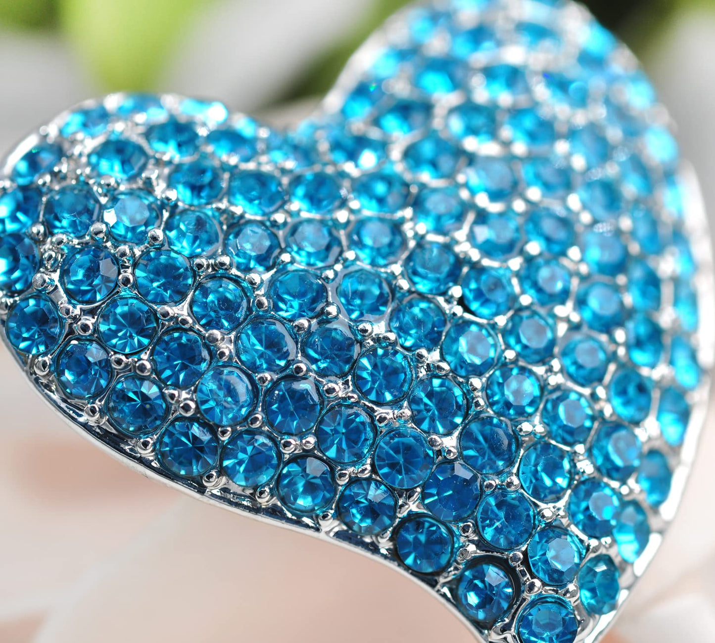 Gyn&Joy Womens Aqua Blue Crystal Love Heart Fashion Brooch