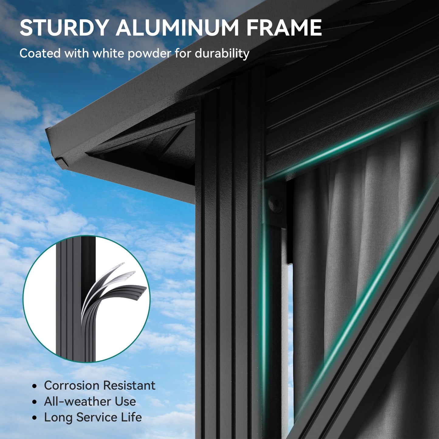 YITAHOME 12x12ft Hardtop Gazebo with Nettings and Curtains, Heavy Duty Double Roof Galvanized Steel Outdoor Combined of Vertical Stripes Roof for Patio, Backyard, Deck, Lawns, Gray