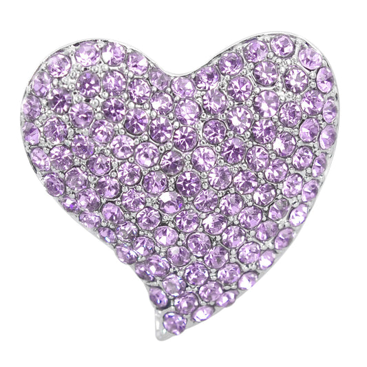 Gyn&Joy Womens Bridal Purple Crystal Rhinestone Heart Love Brooch Pin