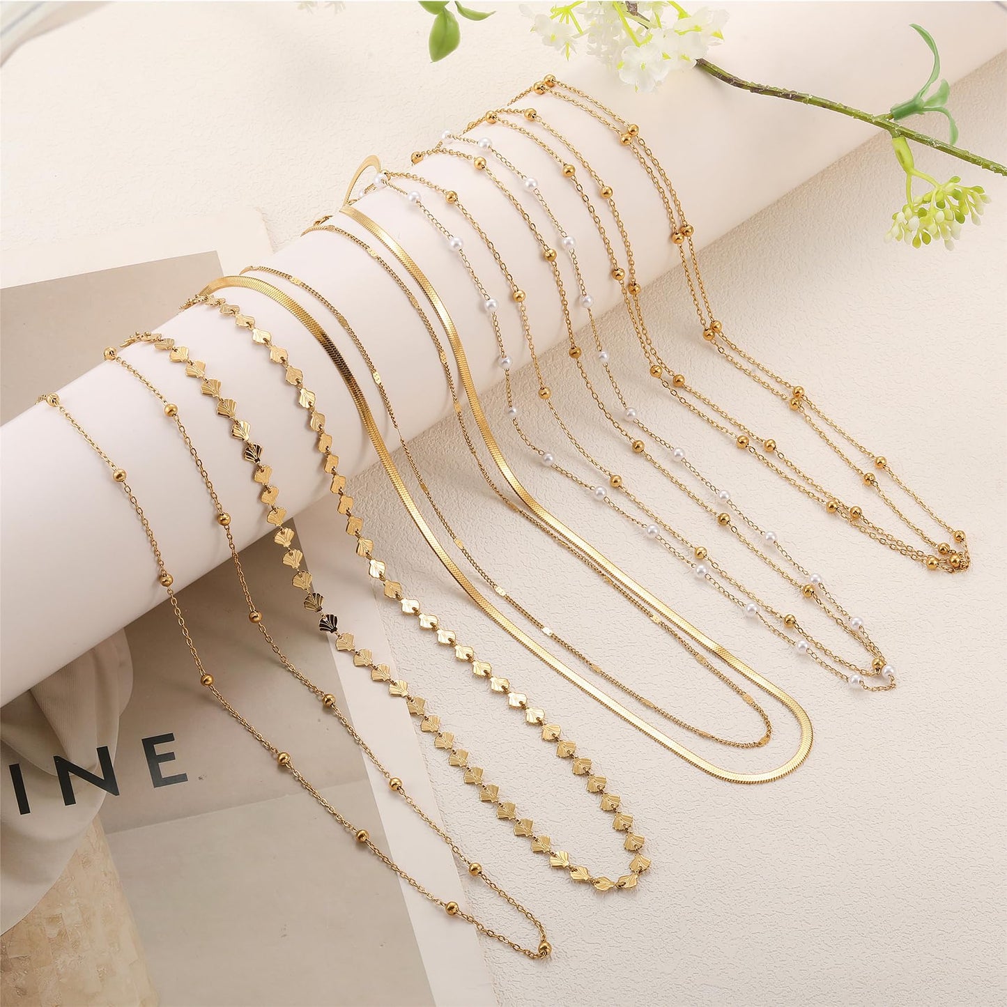 HSWYFCJY 1PCS/2PCS Gold Waist Chain for Women - Adjustable Bead Belly Chain Jewelry Accessories for Sexy Bikini, Waterproof Layered Summer Body Belt Chains for Beach, Party, 26.7"+9.8" Extender