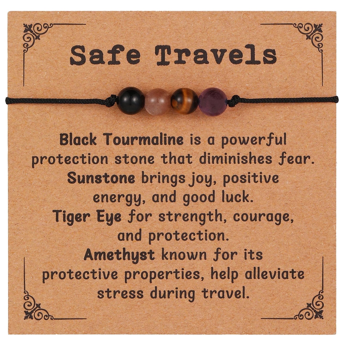 Korotho Safe Travels Bracelet for Women Men, Enjoy The Journey Bracelets Travel Protection Jewelry Natural Gemstone Beaded Bracelet Healing Crystal Safe Journey Health Anxiety Stress Relief Gifts