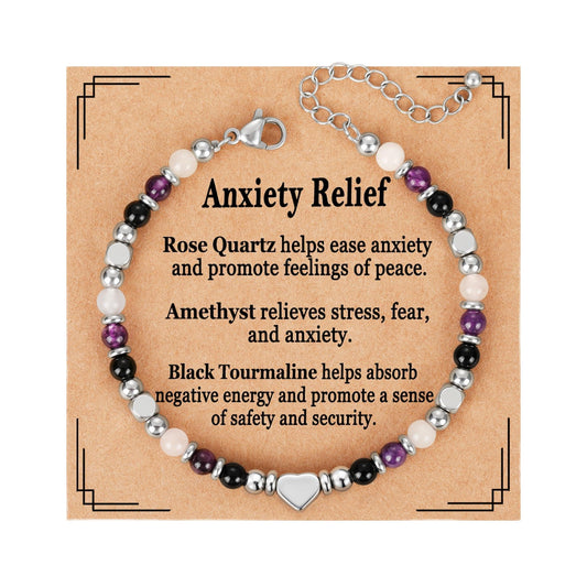 Pavkki Anxiety Relief Bracelet for Women Items Gifts Stress Healing Crystals Kalm Menopause Depression Best Friend Anti Comfort Buddha Panic Attack Worry Congratulations Jewelry Natural Stones