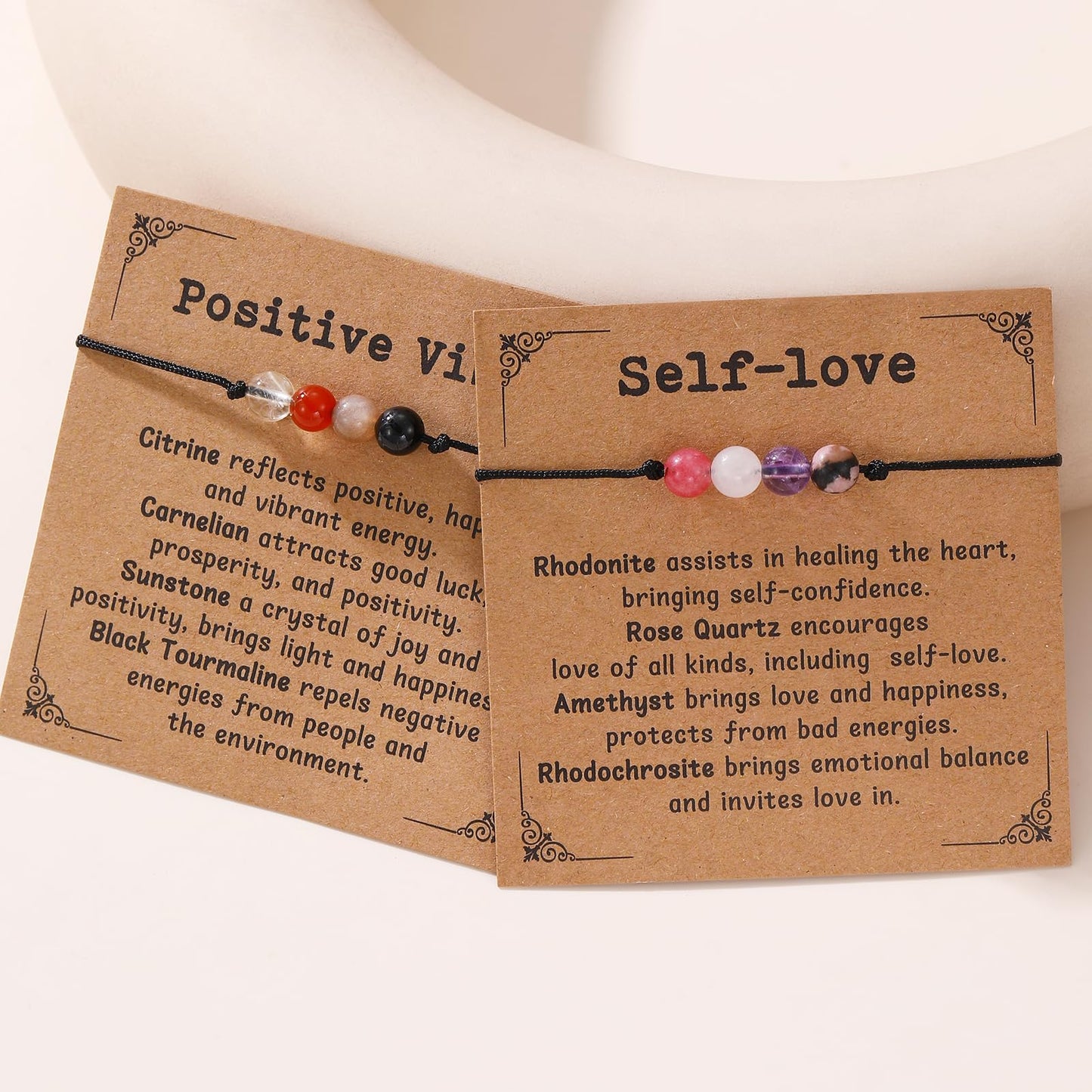Korotho Positive Bracelet Energy Bracelets for Women Men, Positive Vibes No Negativity Spiritual Crystal Bead Bracelet Inspirational Healing Crystal Empath Protection Jewelry Gifts for Students