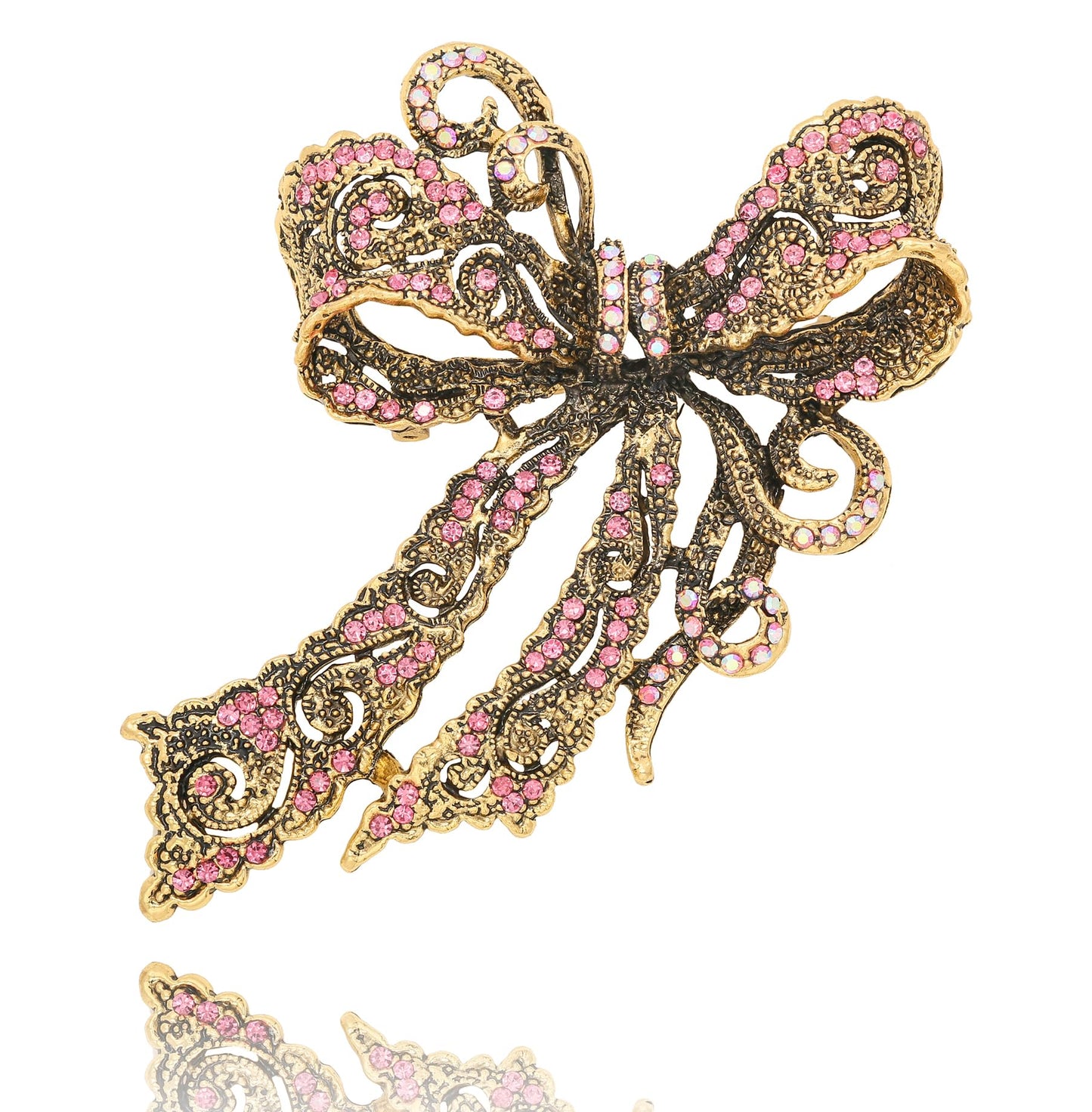 Vancy Utopia Rhinestone Bow Brooch Vintage Crystal Large Bowknot Brooches for Women Brooch Pin Wedding Fashion Jewelry Accessories,Women Gift