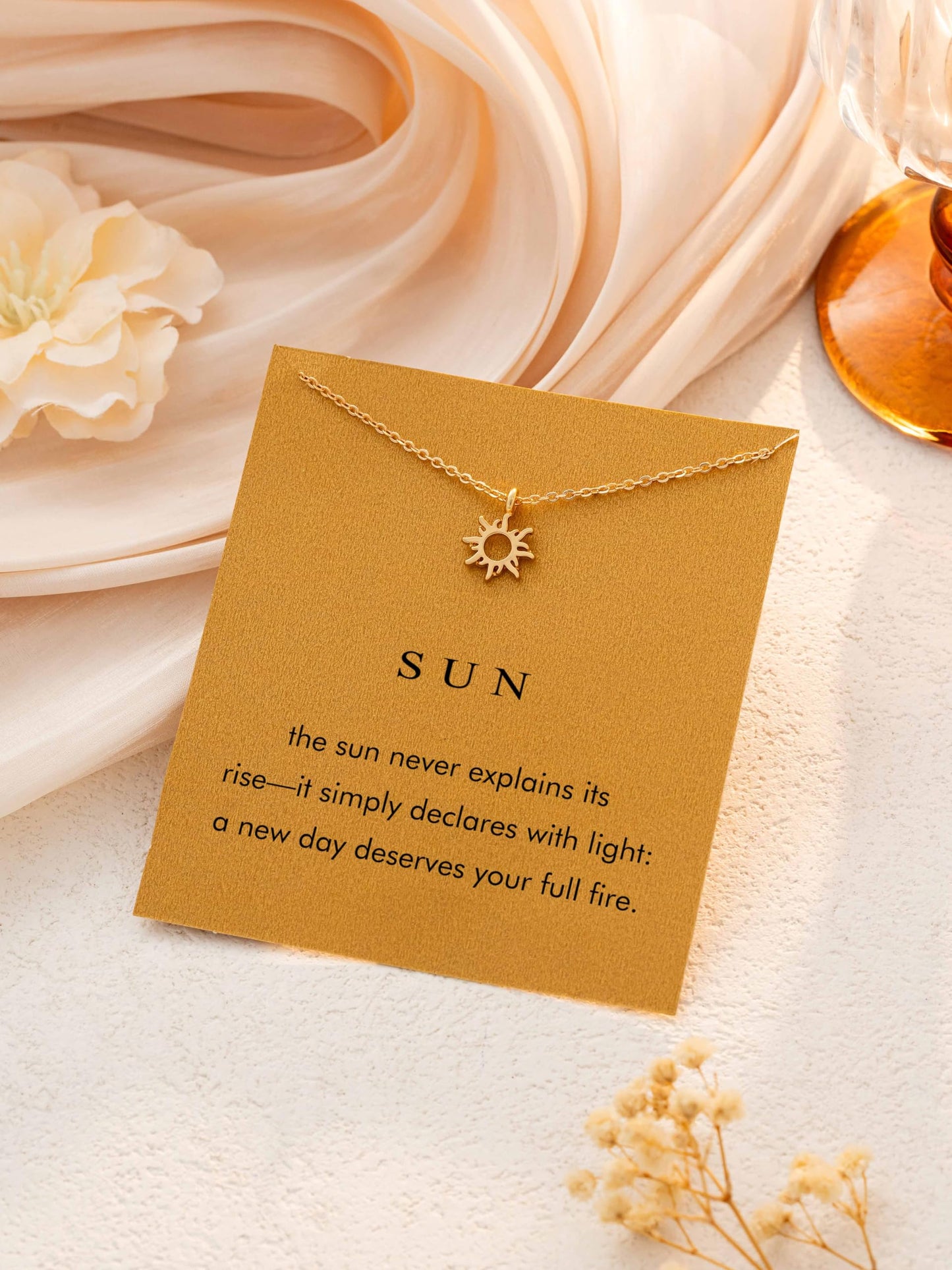 Baydurcan Gold Sun Necklace Friendship Gifts for Women Friends Cheer Up Gifts for Women (Sun)