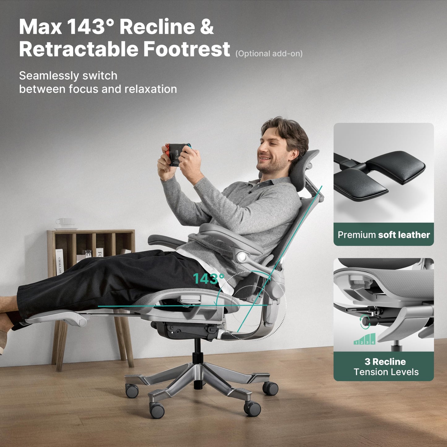 HINOMI H2 Pro Premium Ergonomic Office Chair - Comfy Home Office Desk Computer Chair with Adjustable Back Support, Swivel Wheels, Flip-up Arms, Comfortable Mesh Seat for Desk Work (Gray)