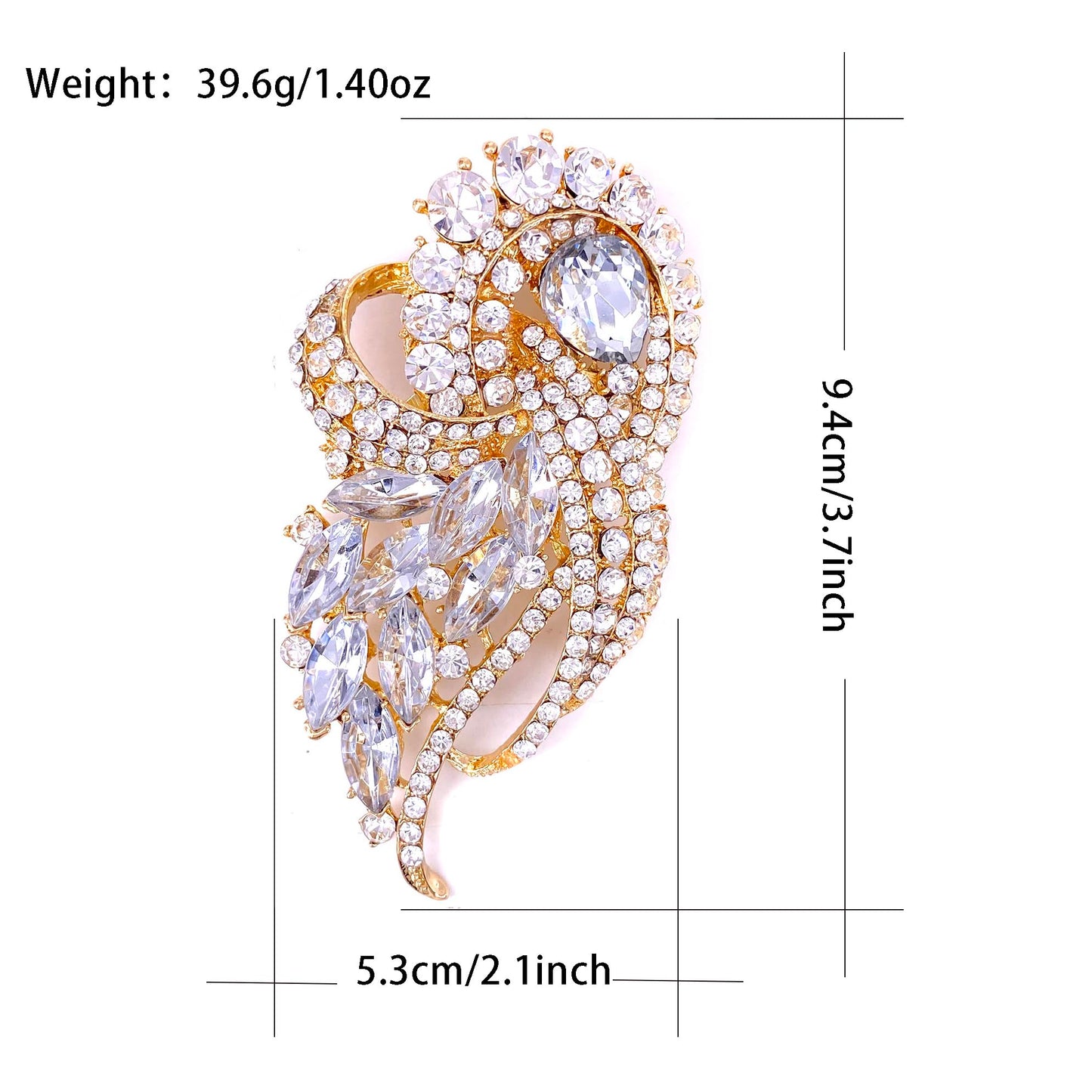 LAXPICOL Women's Vintage Clear Austrian Crystal Elegant Flower Bouquet Wing Brooch Rose-gold Tone