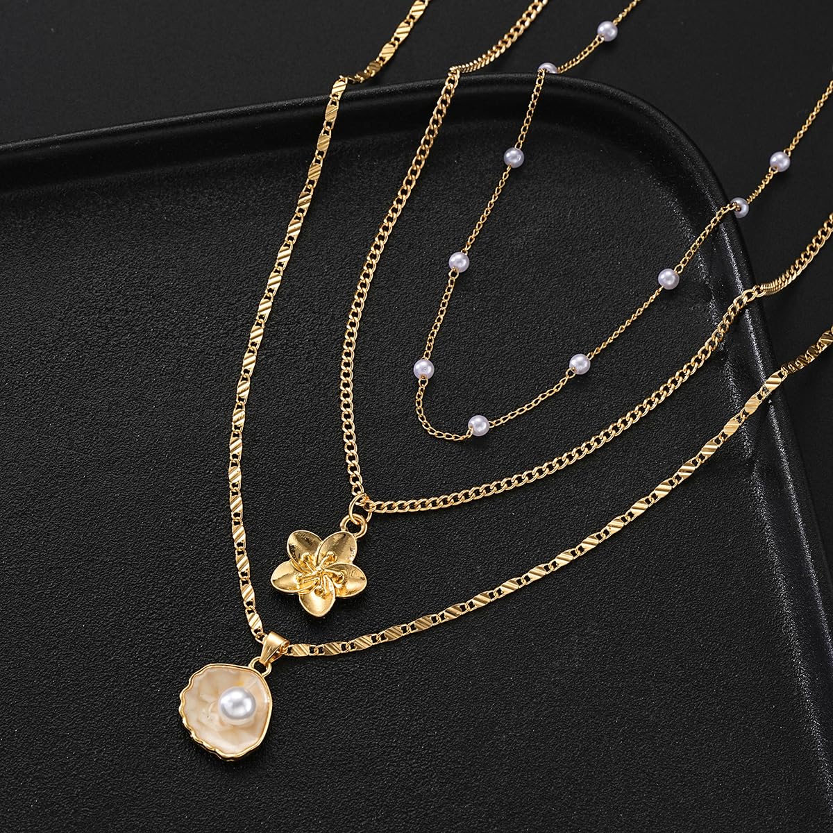 Charm Pearl Shell Necklaces for Women, Dainty Choker Necklace, Seashell Pearl Necklaces, Fashion Summer Cute Beach Jewelry Set Gifts for Women
