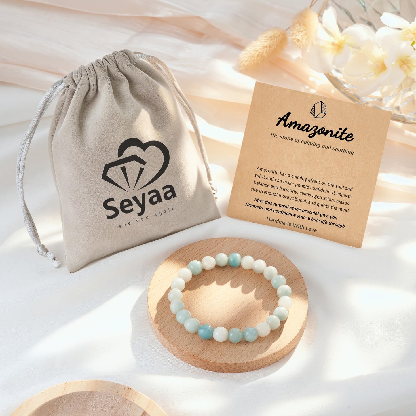Seyaa Amazonite Bracelet, Beaded Bracelet for Women, Natural Crystal Stone Bracelet