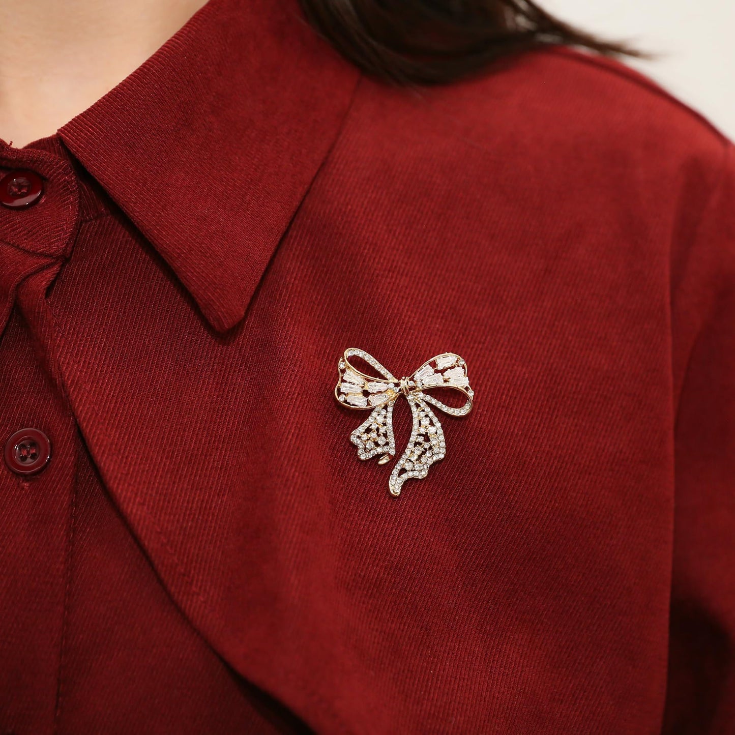 Vancy Utopia Rhinestone Bow Brooch Crystal Bowknot Brooches for Women Brooch Pin Wedding Fashion Jewelry Accessories,Women Gift
