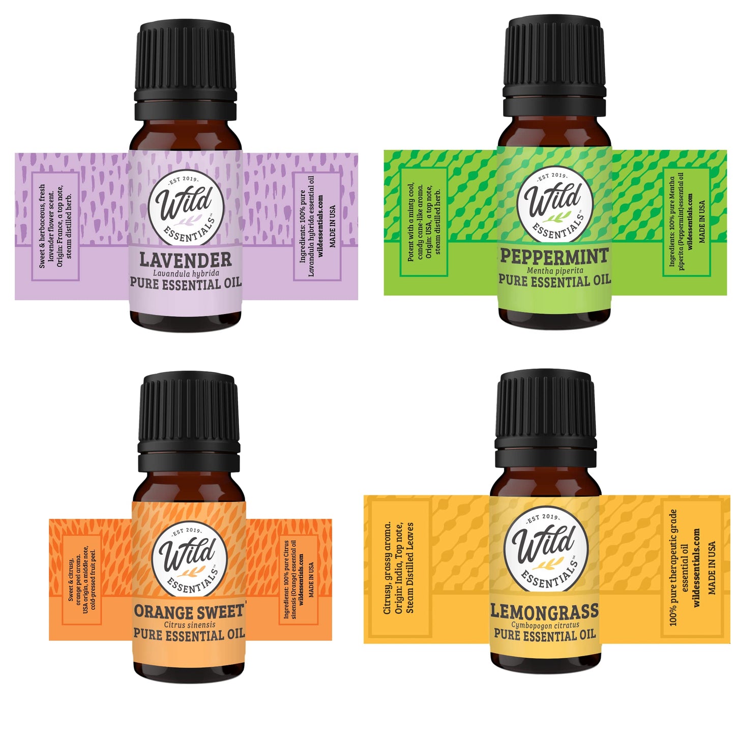 Wild Essentials MOM Aromatherapy Necklace Diffuser Includes 4 Pure Essential Oils, Lavender, Lemongrass, Orange, Peppermint - Stainless Steel Chain/Pendant, 12 Pads, Gift Set