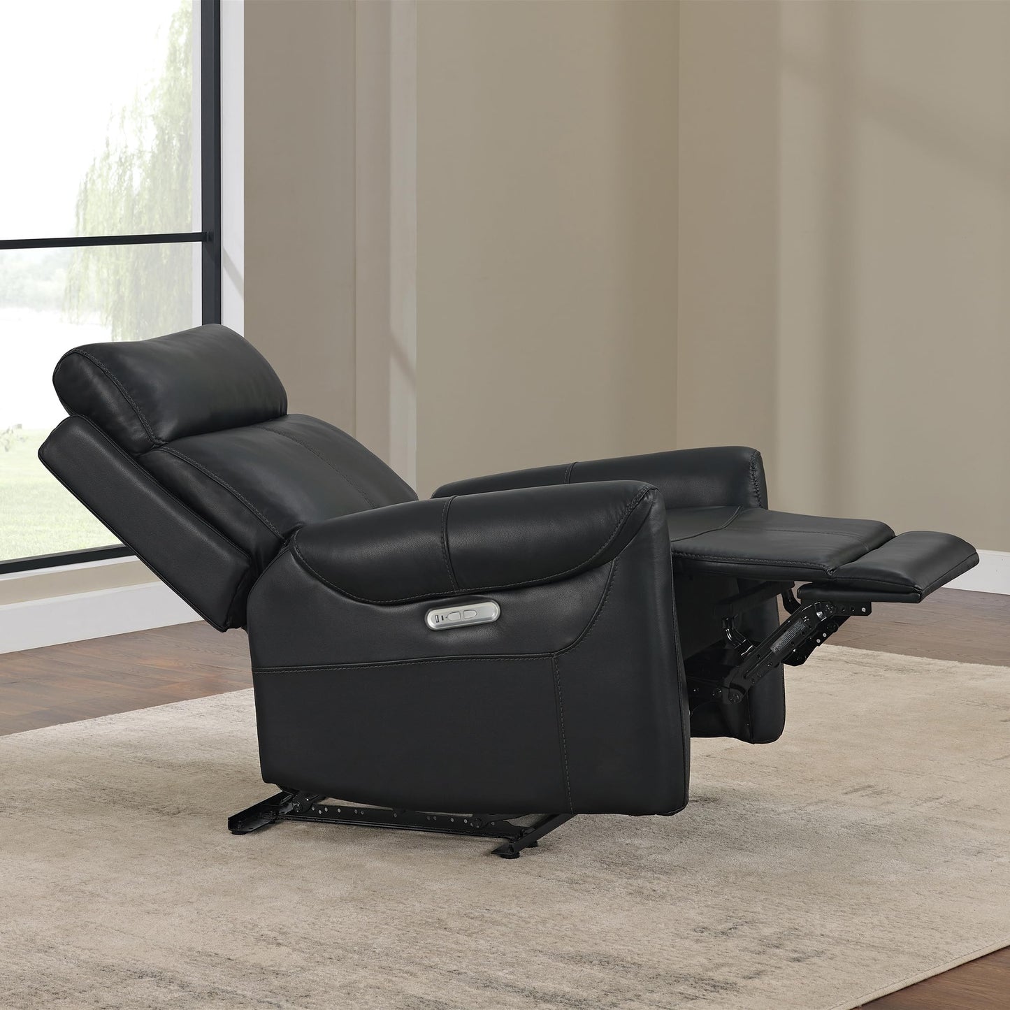 KISLOT Leather Recliner Chair for Adults Wall Hugger RV Recliner with USB Charging Ports Electric Power Reclining Sofa for Living Room Home Theater Seating Bedroom