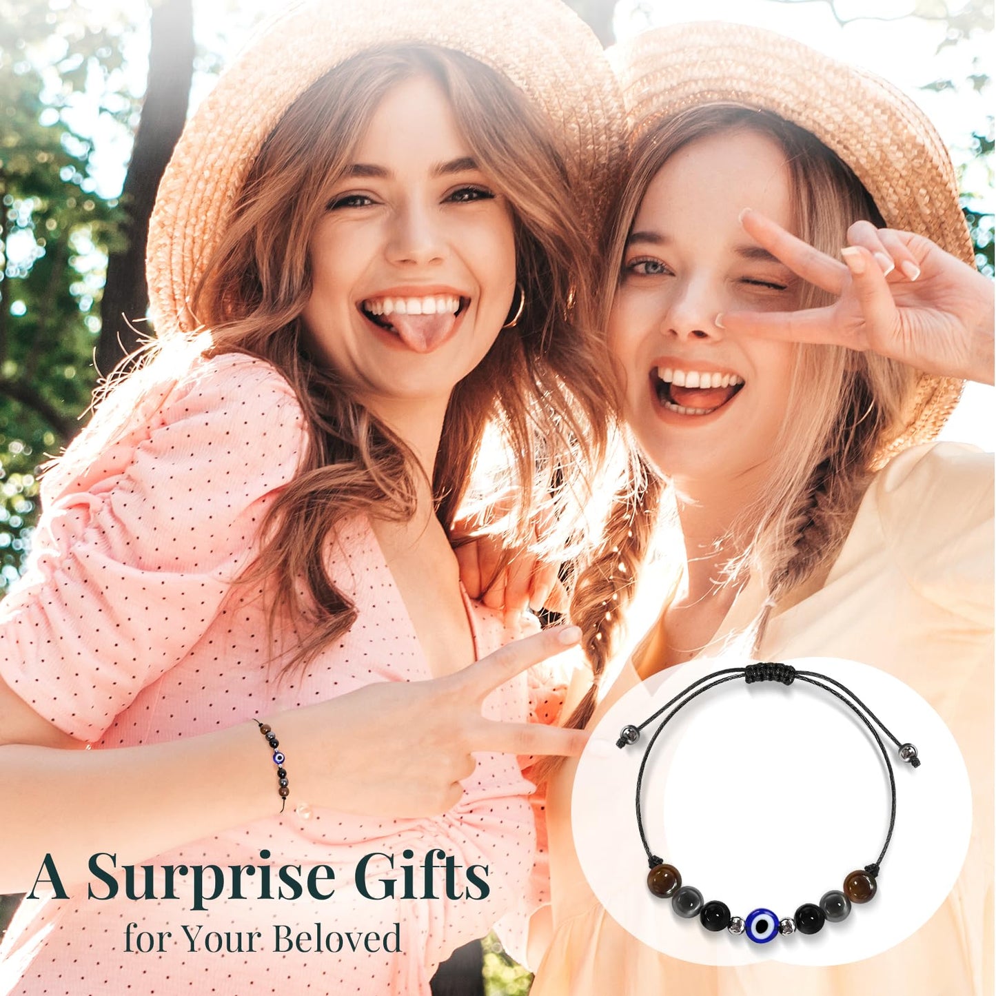 ZOKCC Crystal Healing Bracelets Gifts for Women: Mothers Day Gifts for Mom - Spiritual Natural Stone Empath Protection Bracelets Birthday Graduation Gifts for Friends Sister Mom Daughter