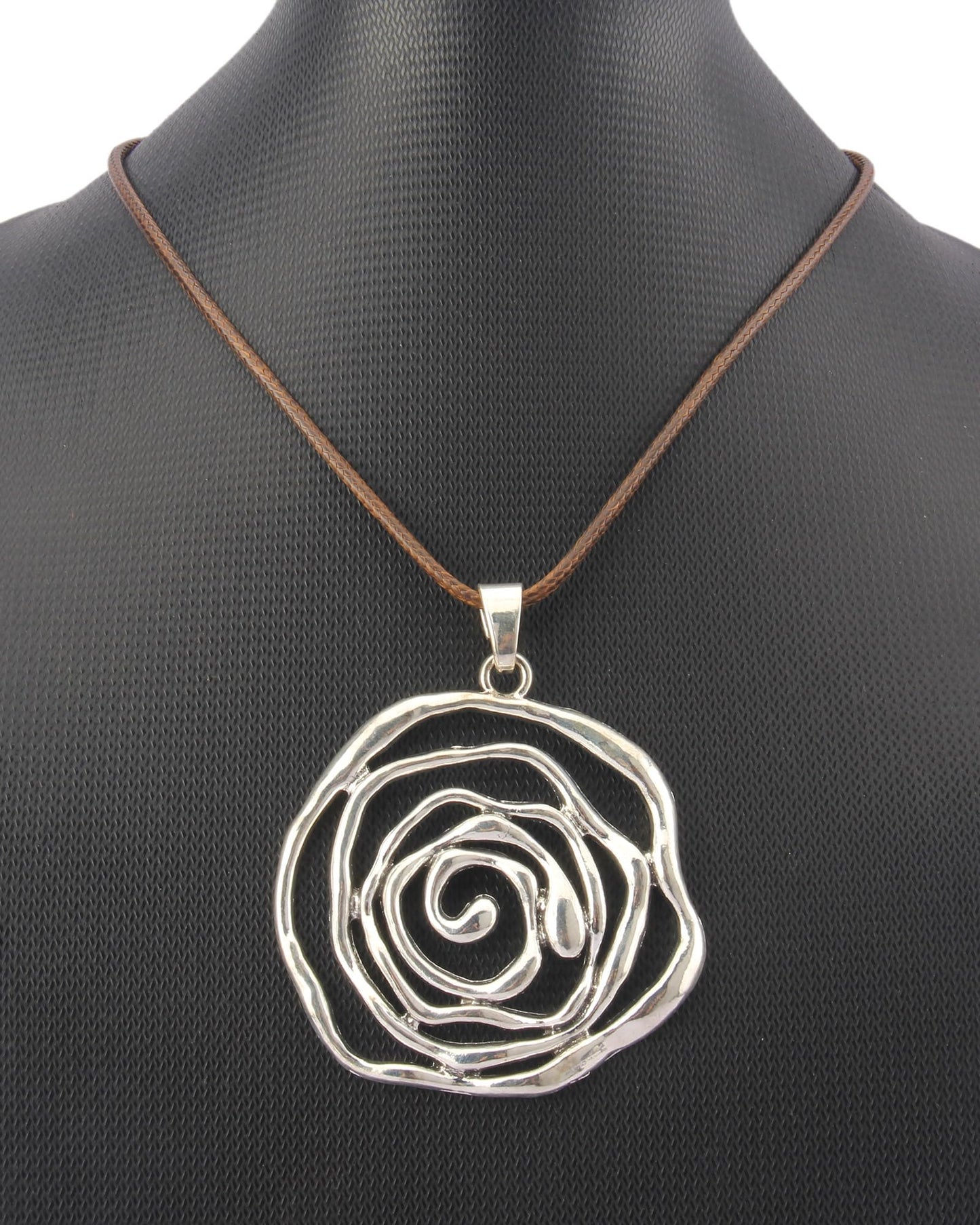 joymiao Leather Necklace for Womens Chunky Long Necklace Boho Silver Necklace Flower Vintage Pendant Necklace Hippie Boho Jewelry for Women