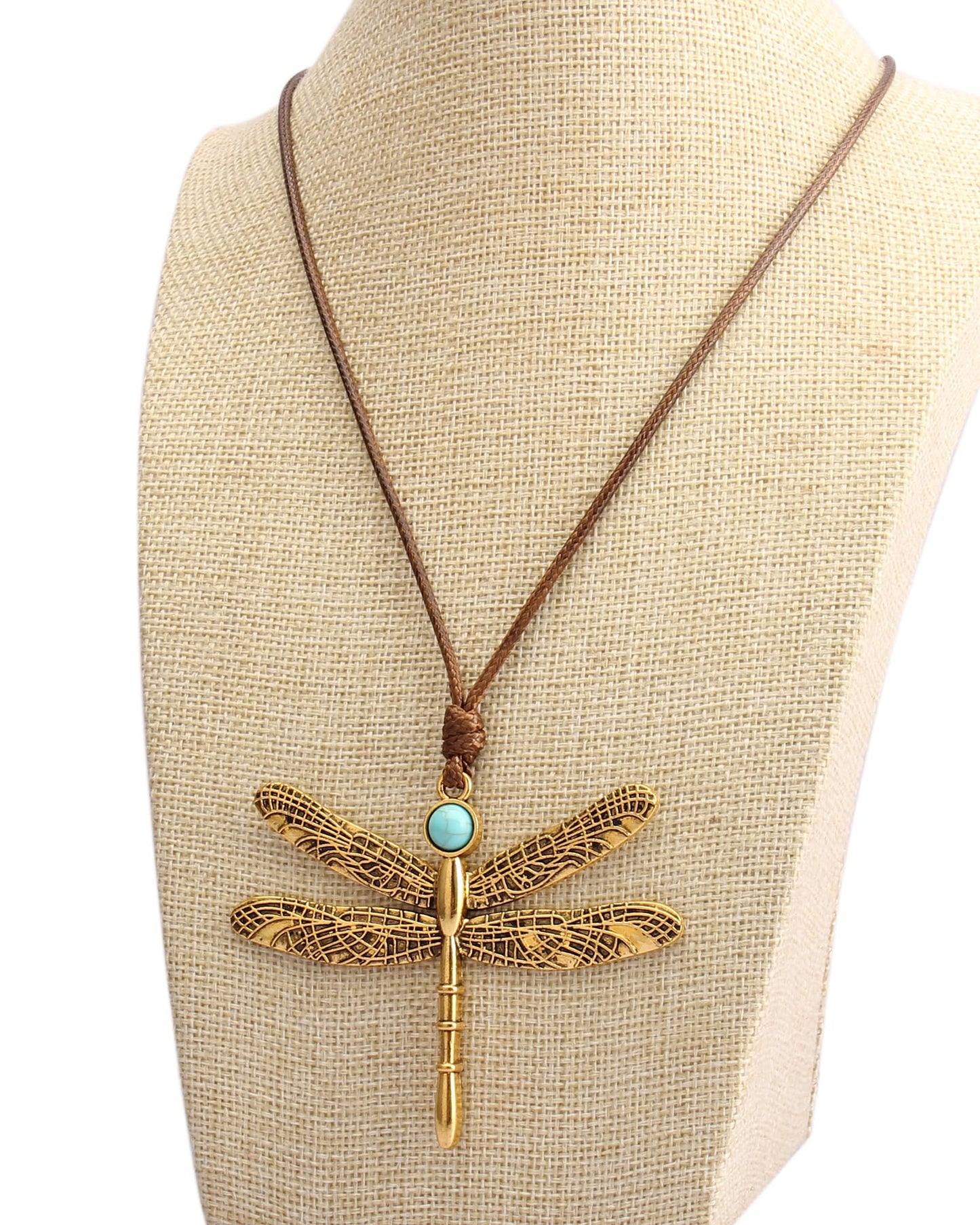 joymiao Dragonfly Necklace Gold Leather Necklace for Women Bohemian Necklace Turquoise Jewelry Cord Necklaces With Pendant Animal Necklaces for Girls