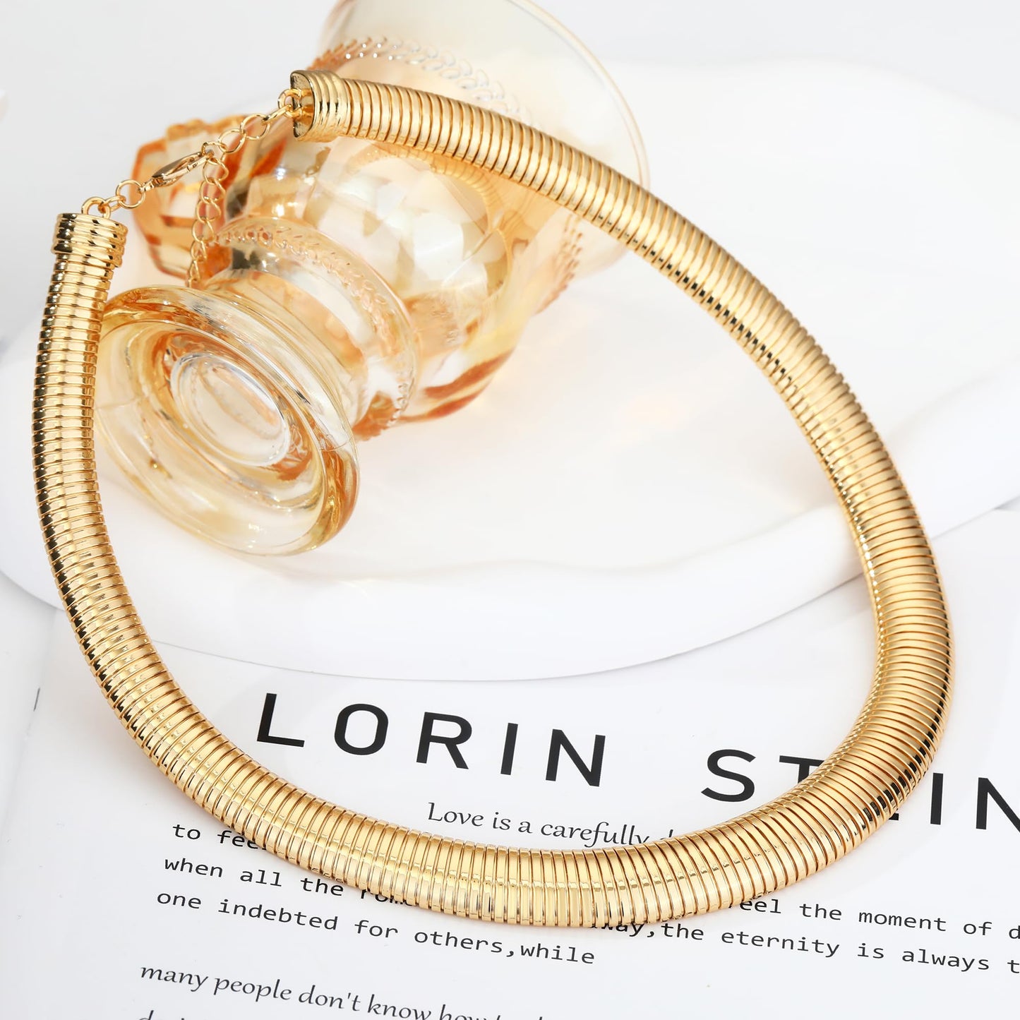BONJOULRY Chunky Gold Choker Necklace for Women 14K Gold Plated Snake Chain Statement Necklace Collar Torque Vintage Chokers Necklaces Jewelry Gifts Collars