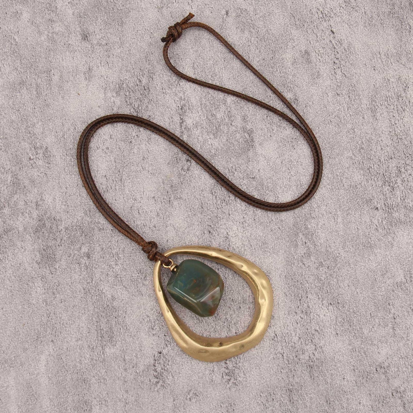 joymiao Boho Pendant Necklace for Women Gold Chunky Vintage Hippie Statement Necklace with Resin Stone Large Pendant Boho Style