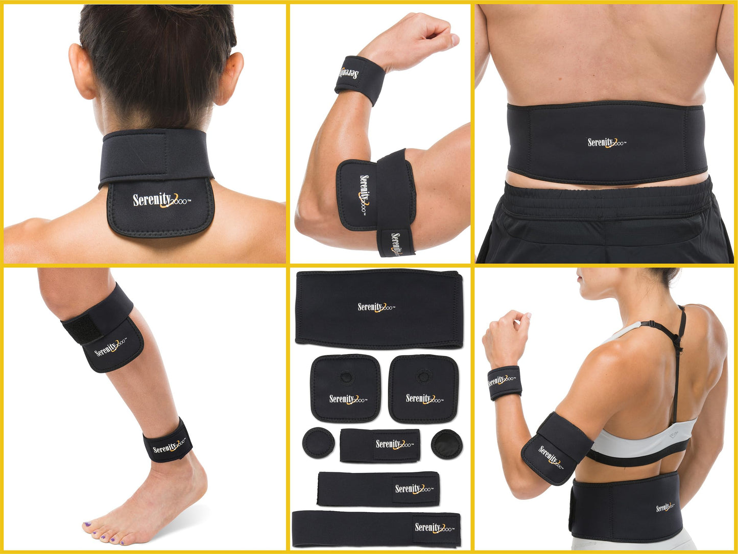 SERENITY2000 Full Body Magnetic Vitality Set for Pain Relief, Reduce Inflammation, Improve Circulation – Eight-Piece Set (Large/XL - waist up to 50")