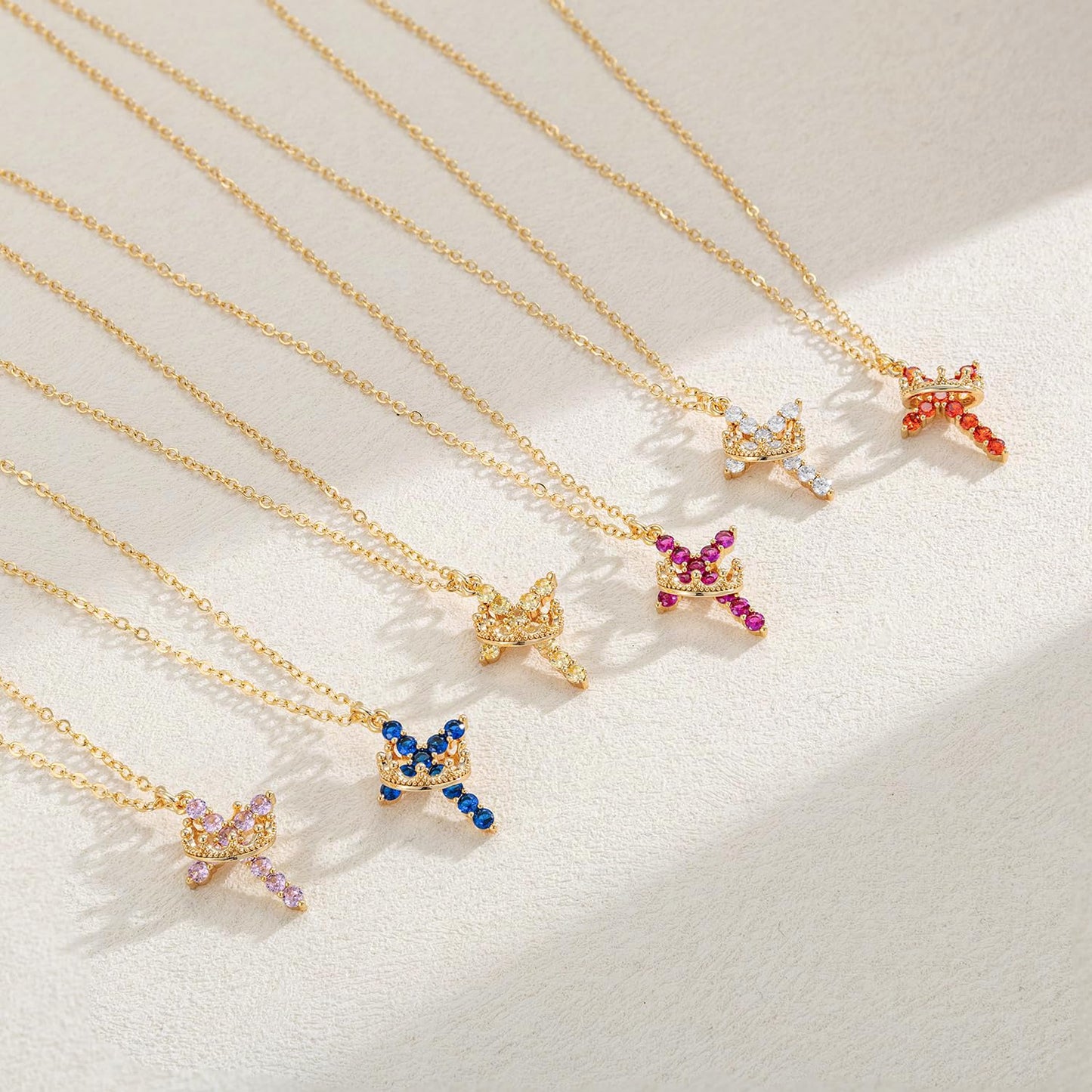 Robaice Birthstone Crown Cross Necklace for Women, Gold-Plated Christian Faith Necklace, Cross Jewelry Gift for Women, November Yellow Citrine Gift