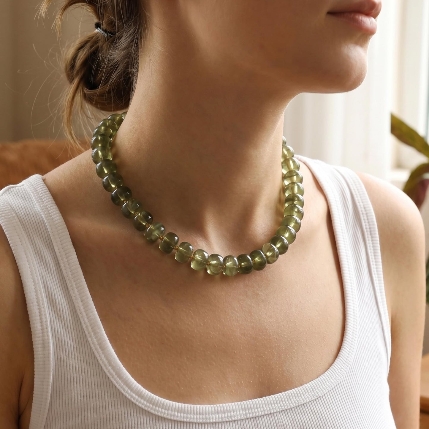Badu Green Chunky Beaded Necklace for Women,Acrylic Bead Choker Statement Necklace Cute Trendy Necklaces Jewelry Gifts