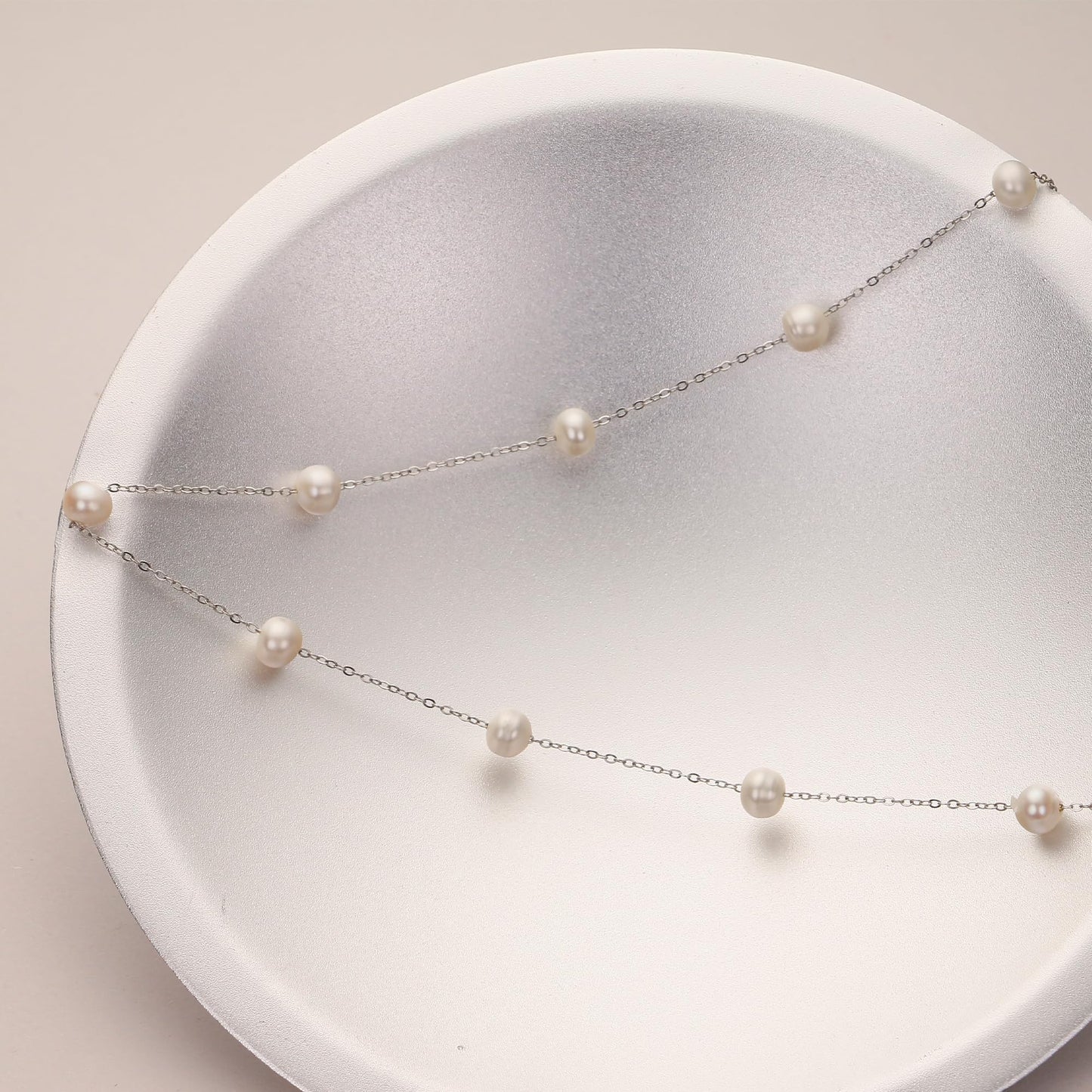 Sereney Sterling Silver Pearl Necklaces for Women, Dainty Birthday Necklaces Pearl Wedding Jewelry as Freshwater Real Bridal Choker Necklace, Sterling Silver Choker Necklace for Bridal Jewelry
