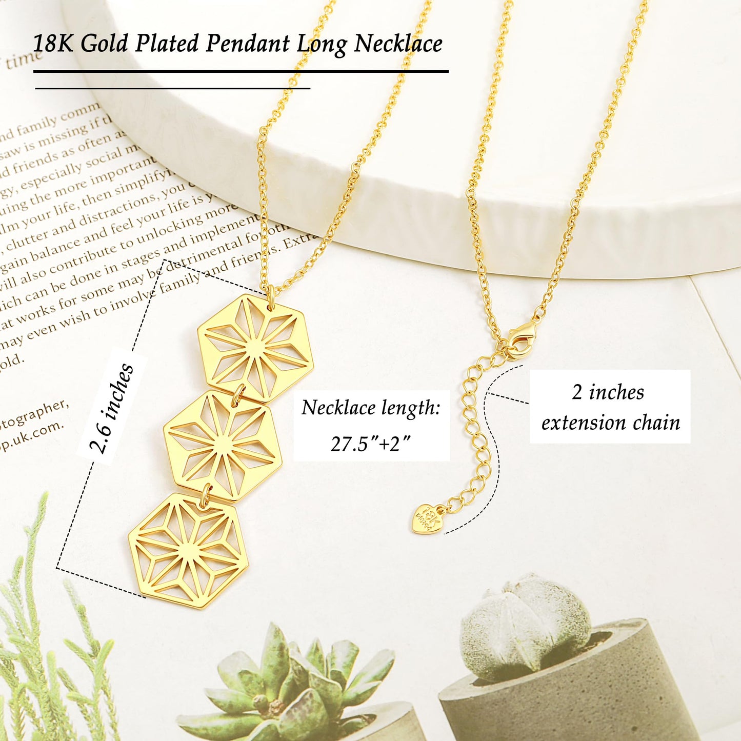 Dainty Long Gold Necklace for Women Trendy 18K Gold Chain Pendant Necklaces Personalized Simple Snowflake Necklace