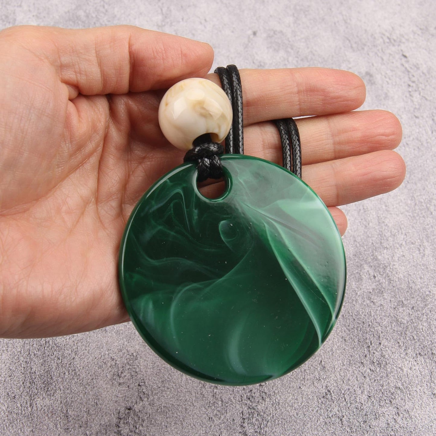 joymiao Bohemian Necklace for Women Large Long Chunky Necklace with Green Pendant Boho Choker Ethnic Hippie Jewelry