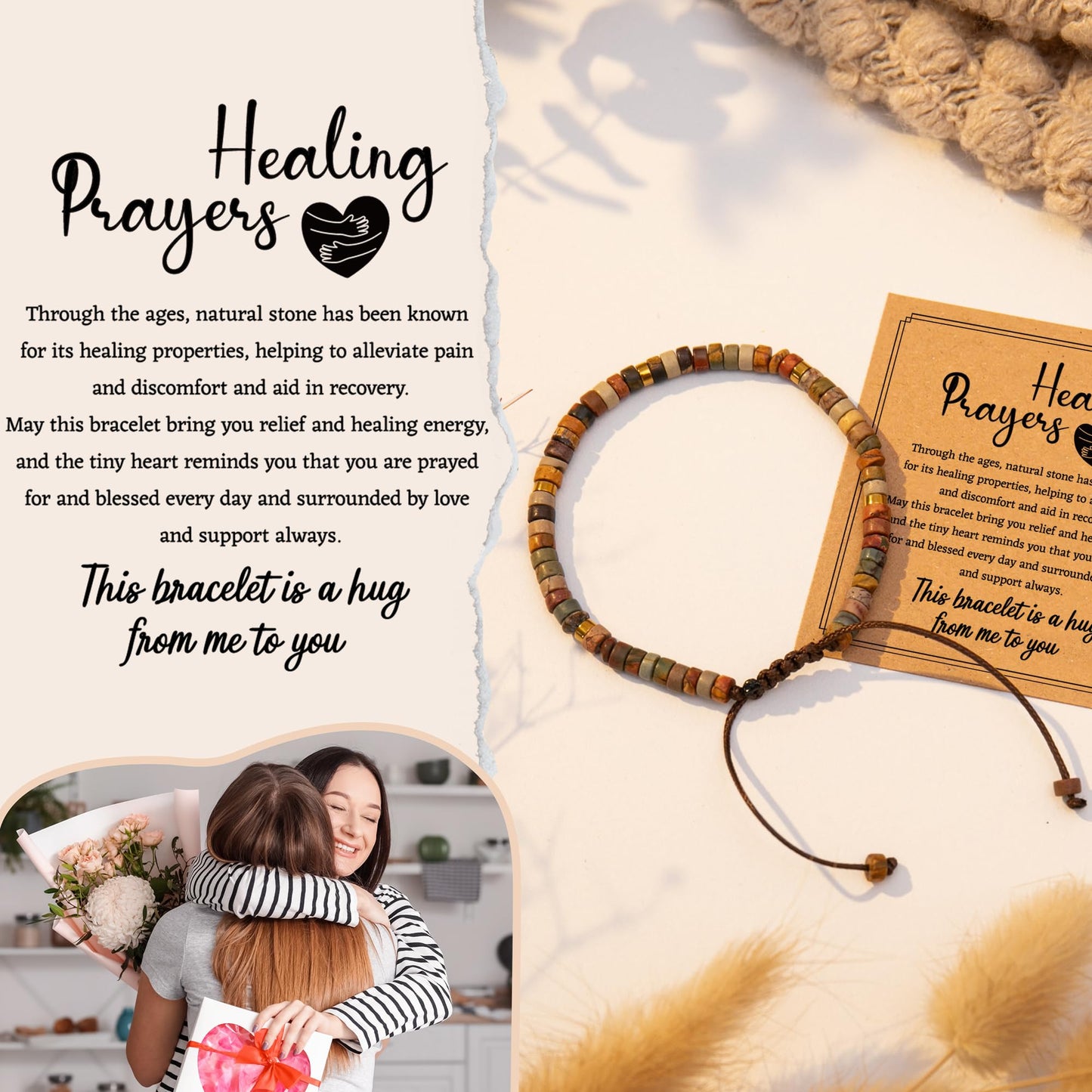 ZOKCC Inspirational Gifts Bracelets for Women - Healing Natural Stone Bracelet - Get Well Soon Gifts for Women Friends Sister Bestie