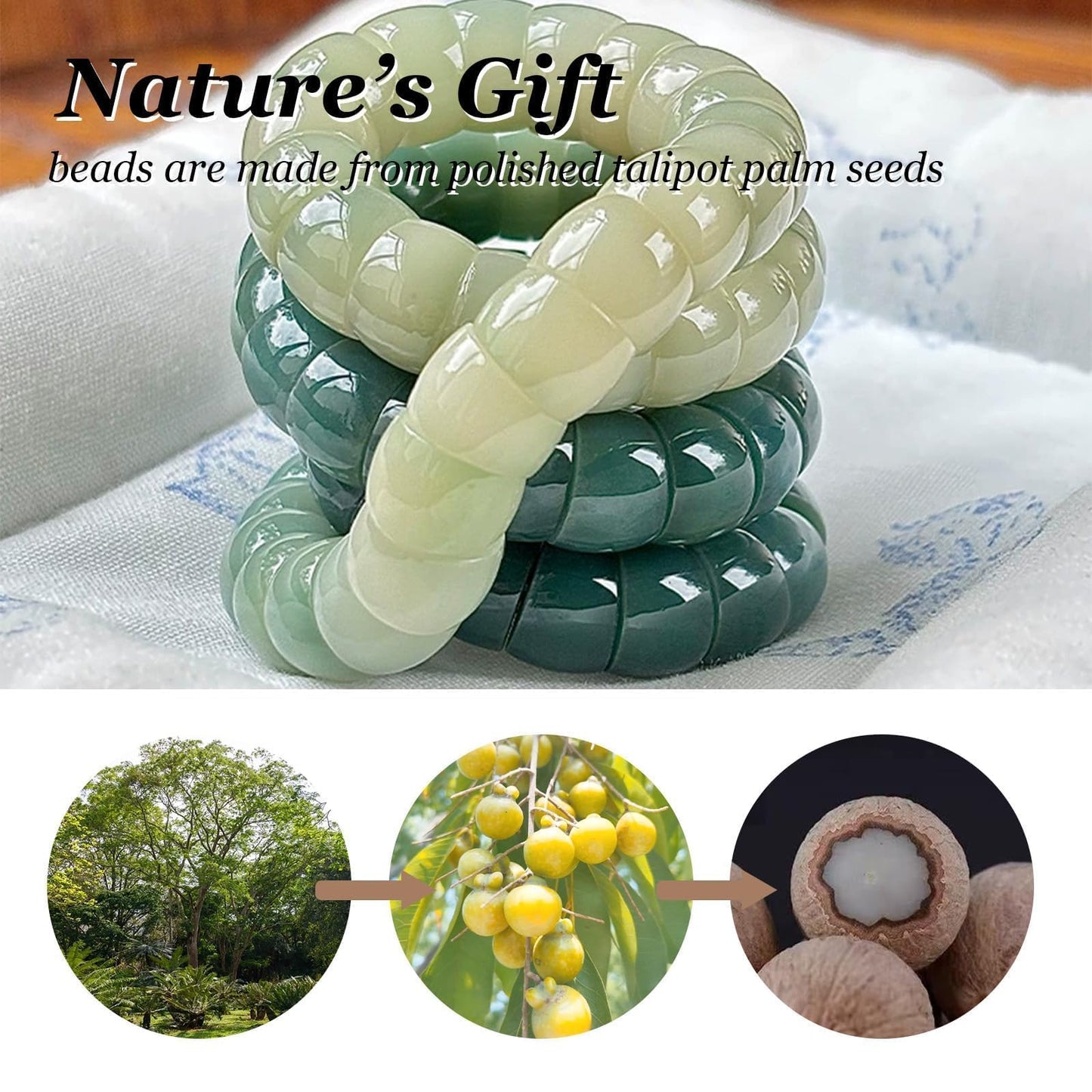 Embtrem Natural Green Bodhi Fidget Bracelet for Women, Anxiety Bracelet Stress Relief, Mudi Fidget Bracelet, Boho Layered Fashion Jewelry, Summer Casual Accessories