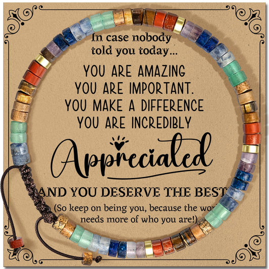 ZOKCC Thank You Gifts Bracelets for Women - Healing Natural Stone Bracelets - Inspirational Appreciation Thank You Gifts for Coworkers Teacher Boss Nurse Employee Friend Farewell