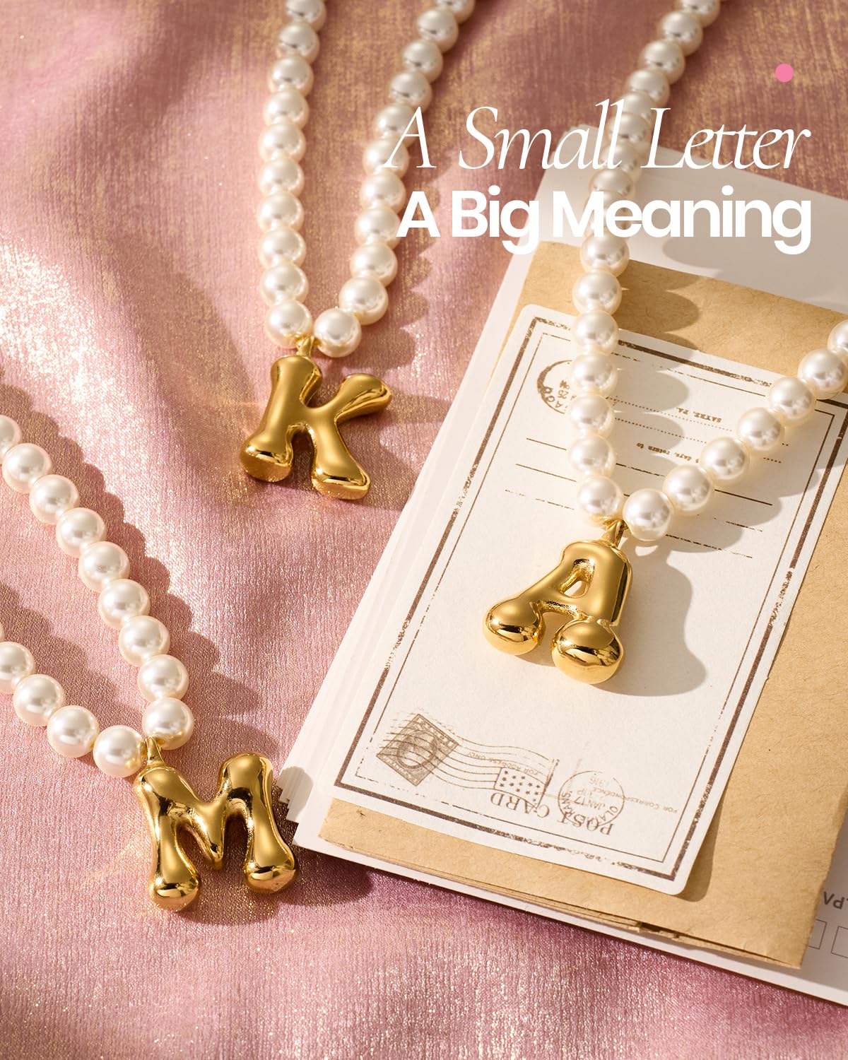 DoDoBeads Pearl Initial Necklace, 18K Gold Plated Stainless Steel Balloon Letter Pendant O, Non-Tarnish Waterproof Chunky Monogram Jewelry Gifts for Women Teens