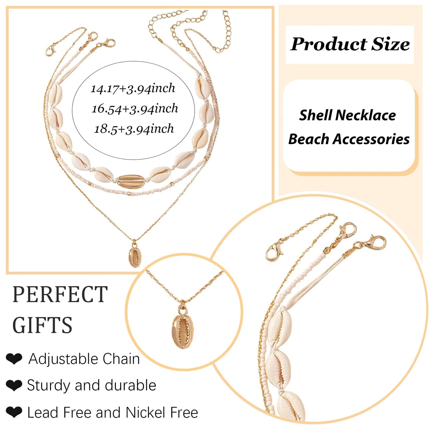 Your Always Charm Cowrie Shell Necklace for Women Puka Shell Necklace Beach Accessories Summer Vacation Outfits Layered Ocean Jewelry 2026