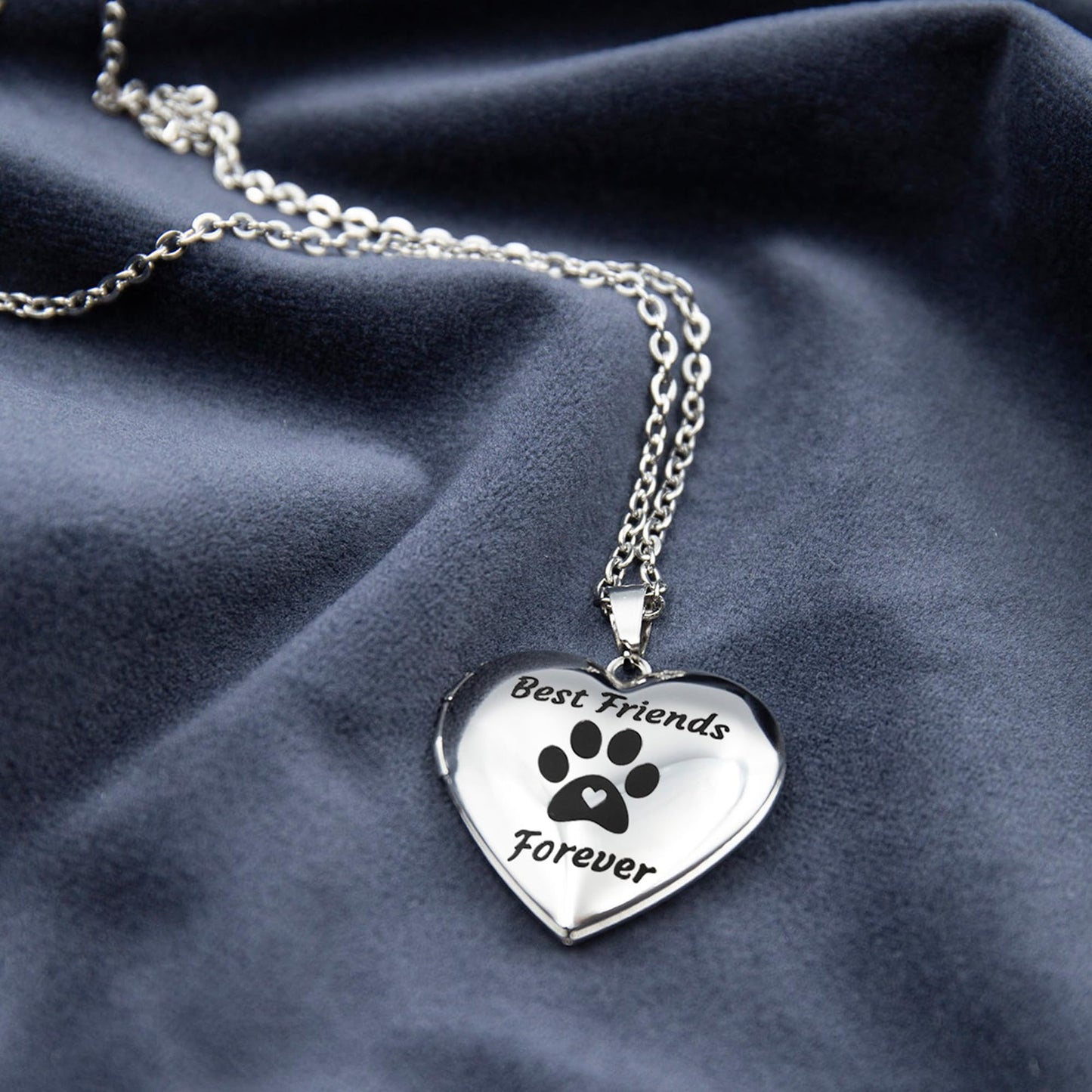 PHOCKSIN Love Heart Locket Dog Paw Print Locket Necklace For Women Dog Memorial Locket Necklace That Hold Pictures