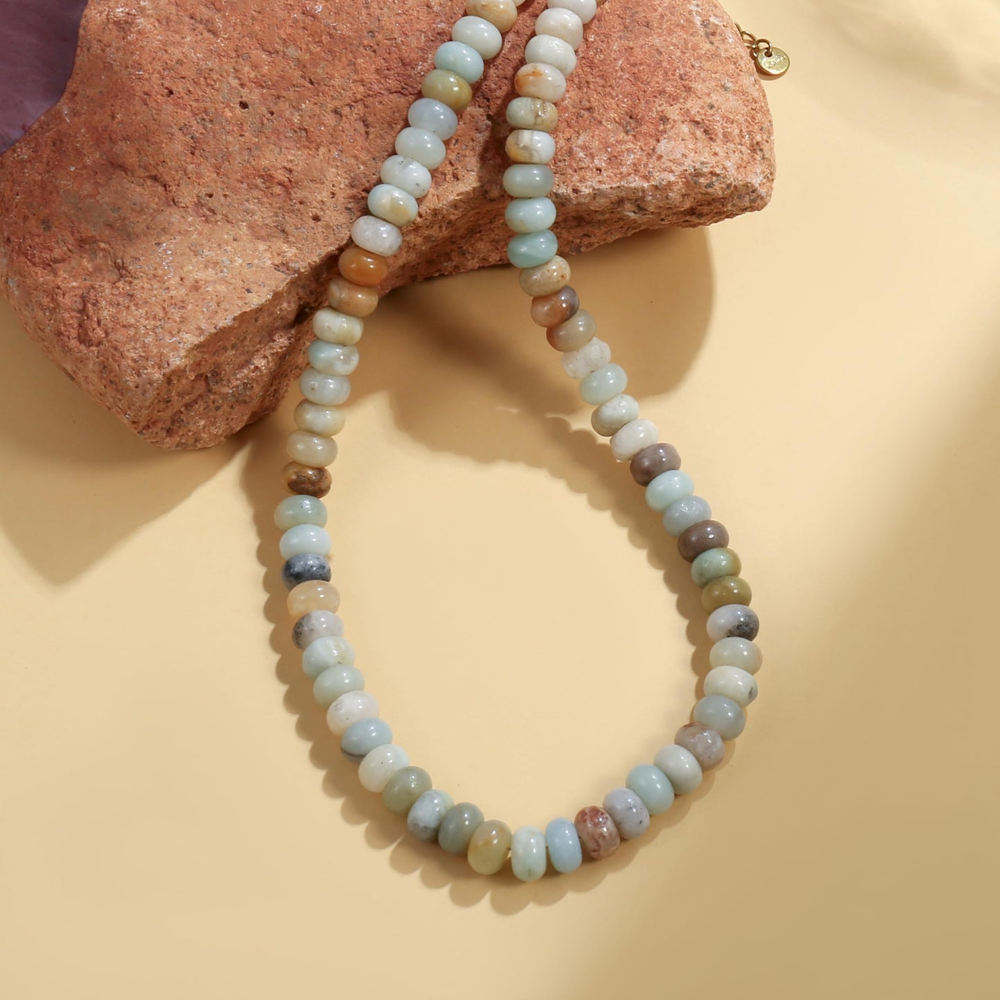 Badu Teal Gemstone Beaded Necklace for Women Natural Stone Bead Beach Rainbow Choker Necklace Fashion Trendy Jewelry Gifts