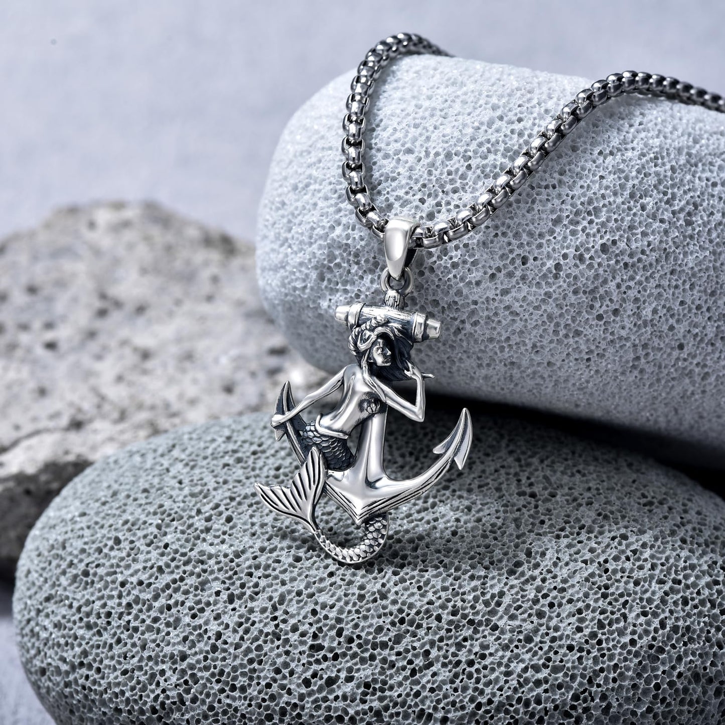 KoyeKei Mermaid Necklace for Women 925 Sterling Silver Anchor Mermaid Necklaces Nautical Beach Themed Pendant Ocean Jewelry Graduation Birthday Gifts for Best Friends Her Lover