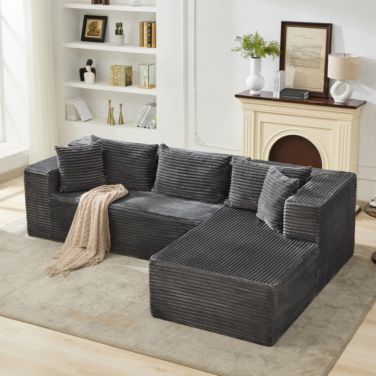 106” Modular Sectional Sofa, Cloud Sectional Couch with Deep Seat, Modern Modular L-Shape Sofa Couch with Chaise,Upholstered Couches for Living Room Bedroom No Assembly Required
